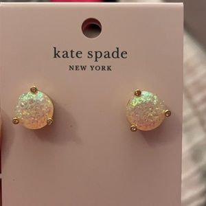 Kate Spade Earrings. White with sparkles. Never worn